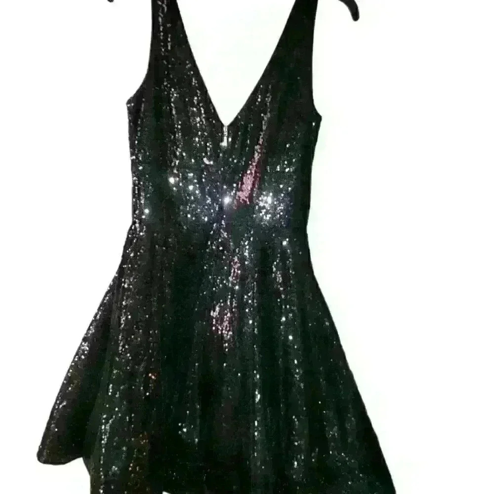 Black Sequins Party Dress sz 12 - Picture 2 of 6